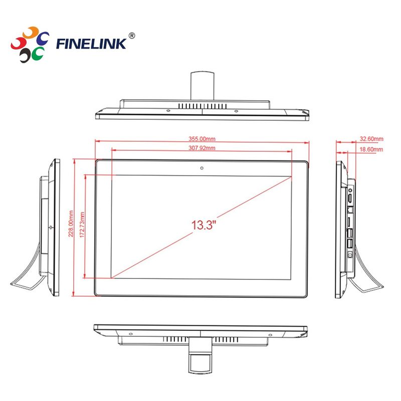 13.3 inch ODM LCD-paneelmonitor Full HD Industrial Touchscreen Display voor gamen