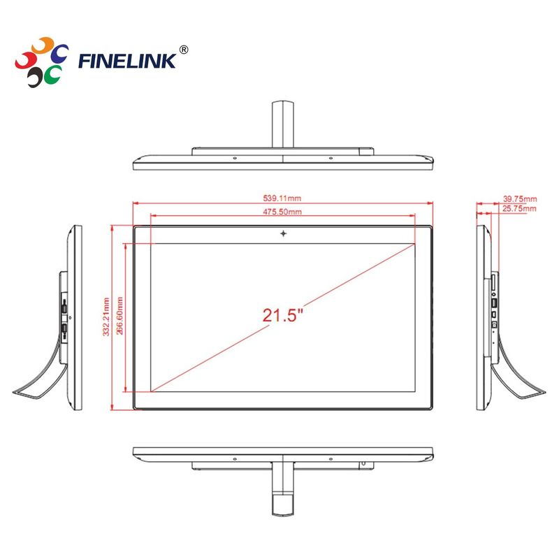 Capacitatieve zwarte touch all-in-one pc 32 inch draagbaar VA/IPS-display