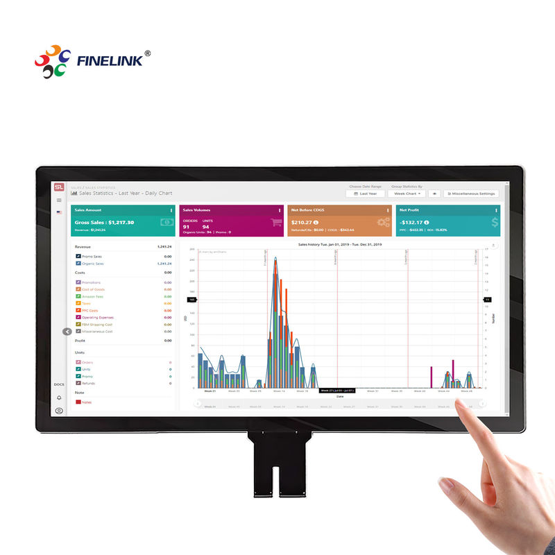 Gebruikersvriendelijk 43 inch I2C/USB/RS232 interface PCAP G G Capacitive Touch Panel voor bedrijven