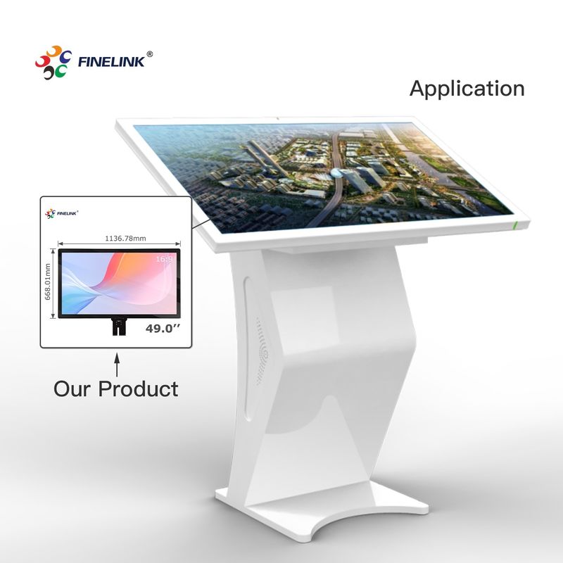 FINELINK OEM 32 43 49 55 65 75 86 inch Custom Touch Multi-touch USB/I2C/RS232 Interface Groot touchpaneel Capacitair
